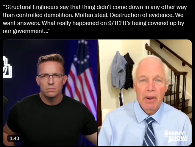 Sen Ron Johnson BOMBSHELL:  9/11 hearings coming! Bldg 7 potentially a “controlled demolition”